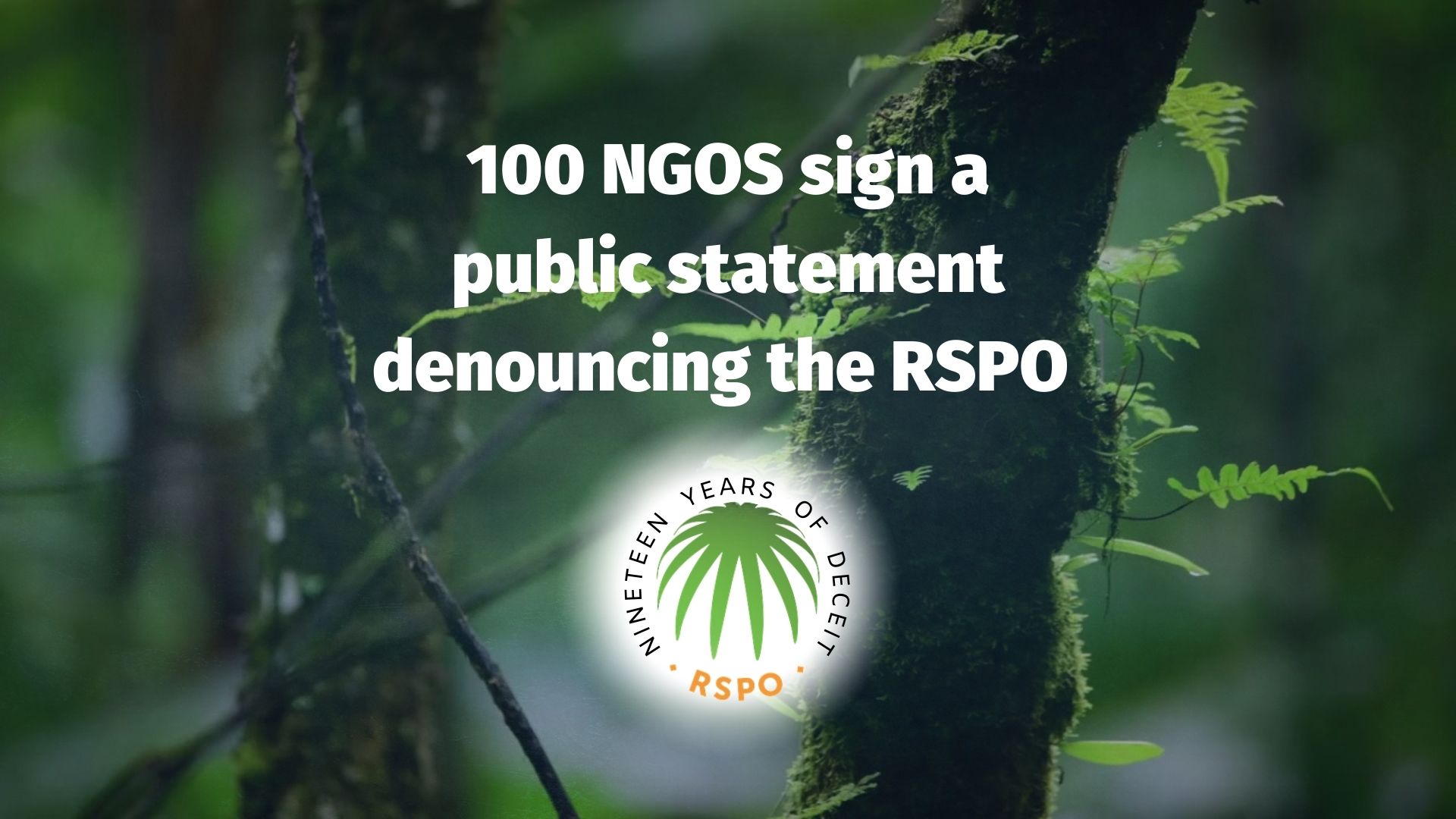 100 NGOS sign a public statement denouncing the RSPO and "sustainable" palm oil as a fake solution that does not stop deforestation