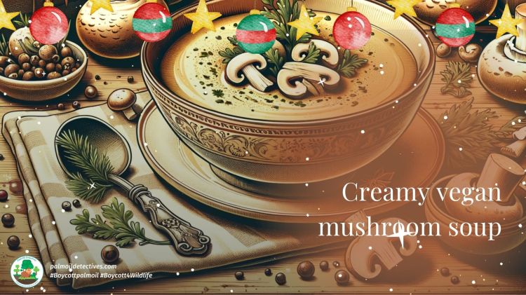 Creamy mushroom vegan soup - Palm oil free and vegan festive recipes