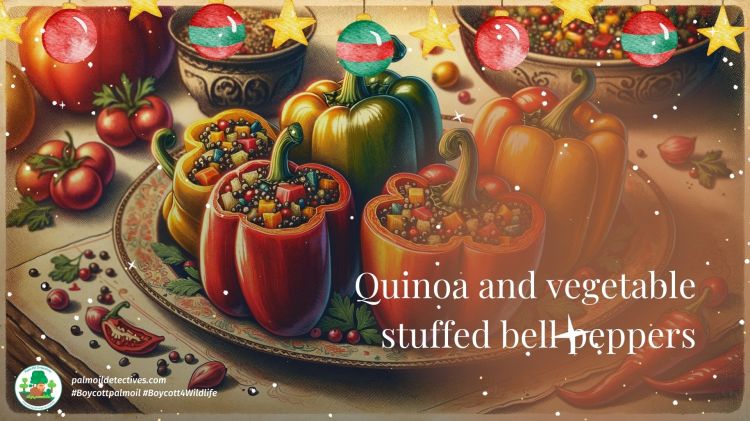 Quinoa and veg stuffed green peppers - palm oil free and vegan